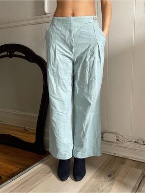 Light Blue Wide-Leg Women's Pants